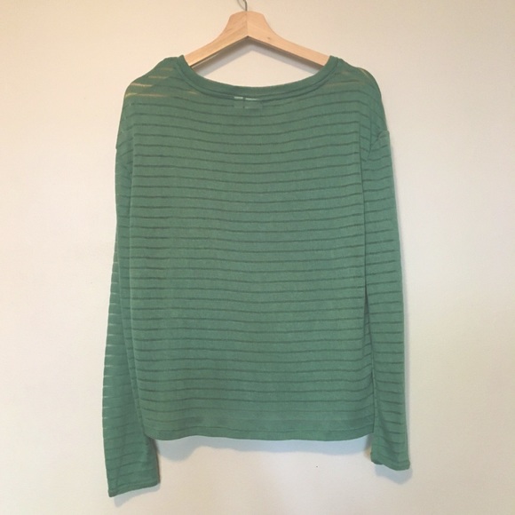 Mint Green Open Weave Knit Longsleeve Top, Size Small - Picture 2 of 2